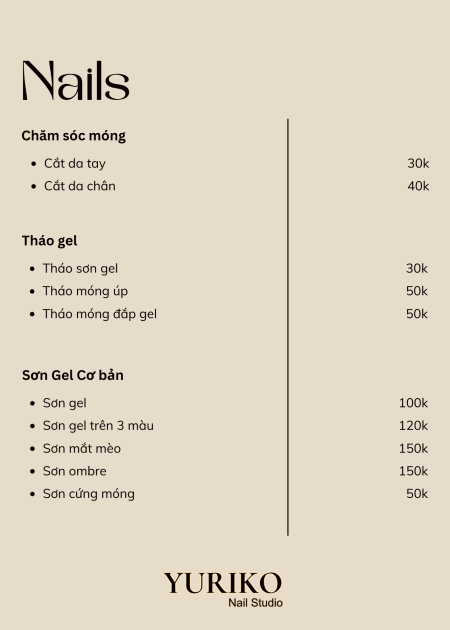 Bảng giá Nails