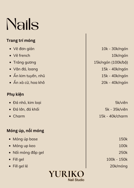 Bảng giá Nails